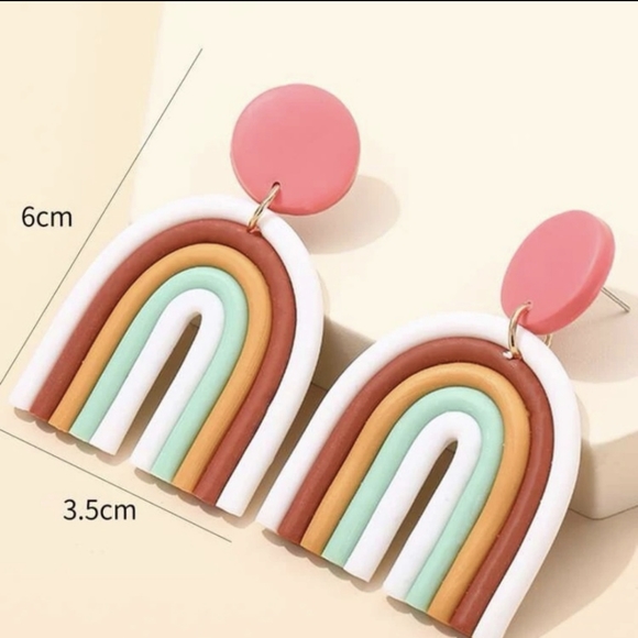 Clay Polymer Rainbow Summer Earrings 🌈 - Picture 3 of 4